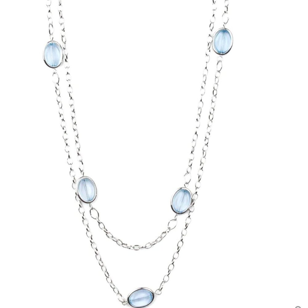 Glassy Baby Blue Bead Layered Necklace